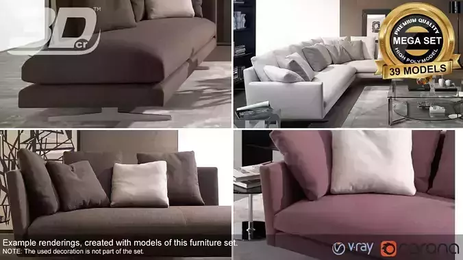 Reslyn Sofa Modular Set 3D model