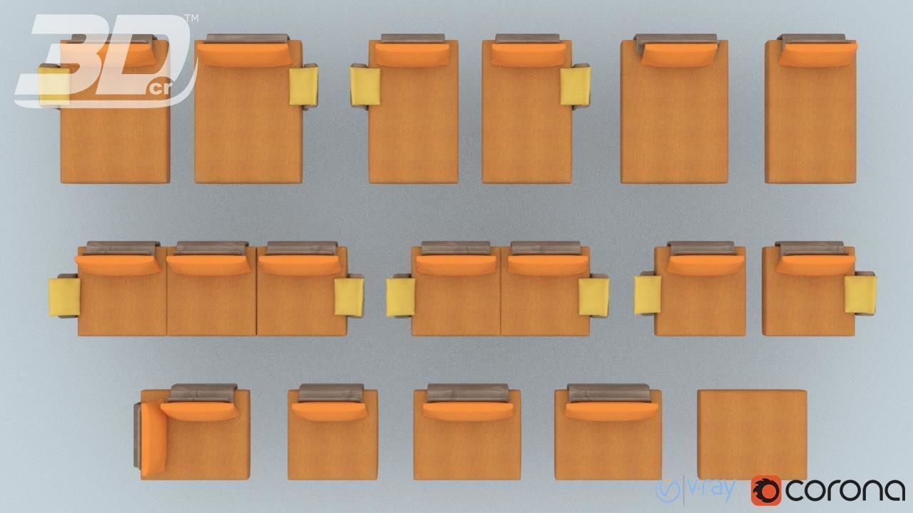 Olinda Sofa Modular Set 3D model_13