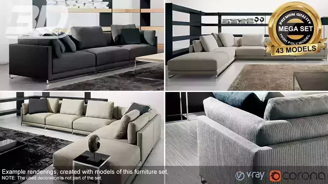 Oona Sofa Modular Set 3D model