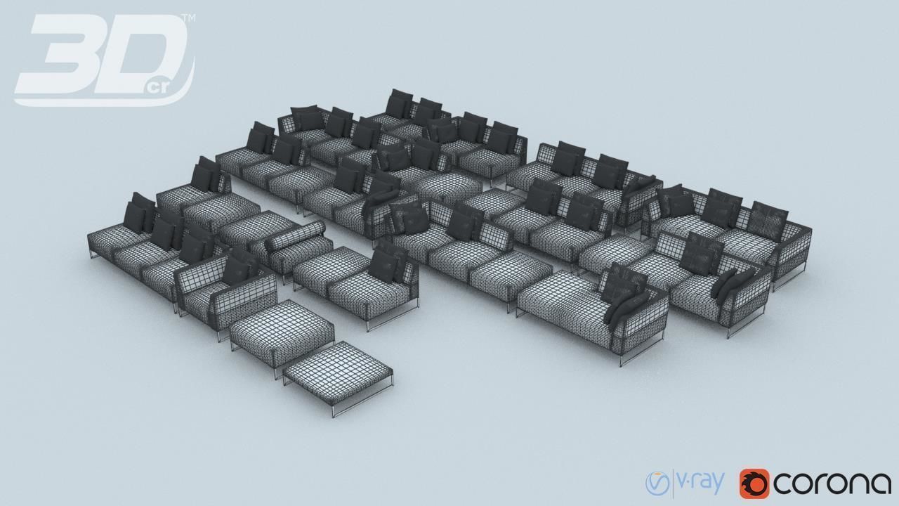 Minha Sofa Modular Set 3D model_2