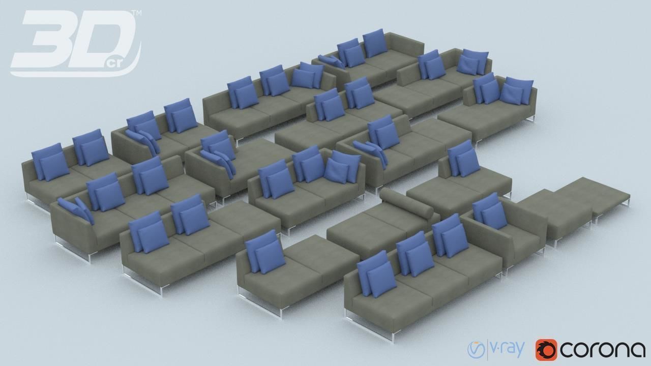 Minha Sofa Modular Set 3D model_3