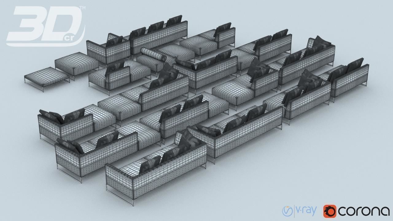 Minha Sofa Modular Set 3D model_8