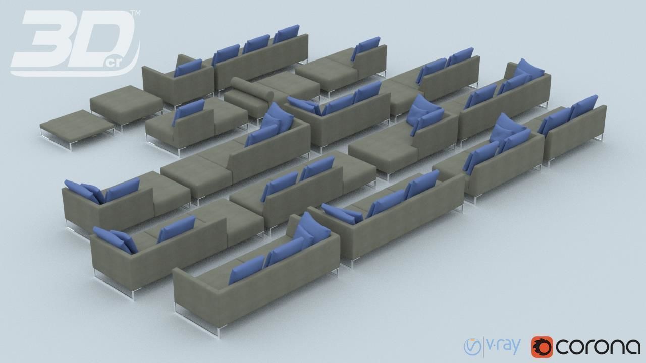Minha Sofa Modular Set 3D model_7