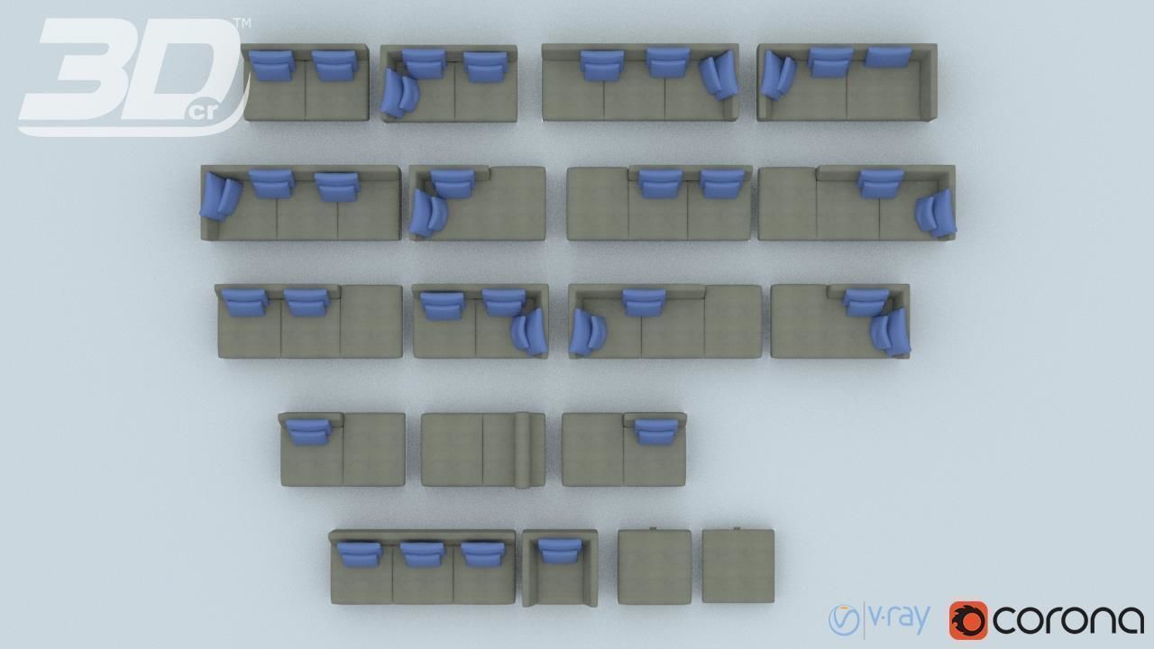 Minha Sofa Modular Set 3D model_13