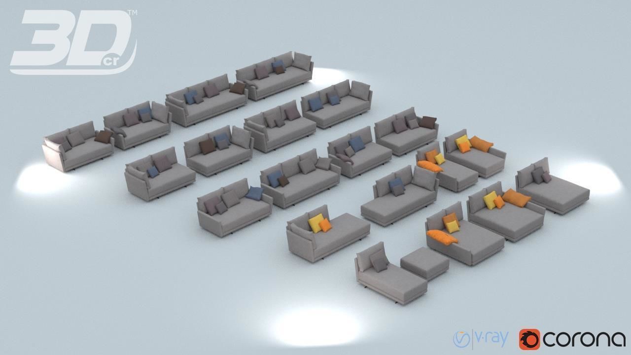 Kagran Sofa Modular Set 3D model_3