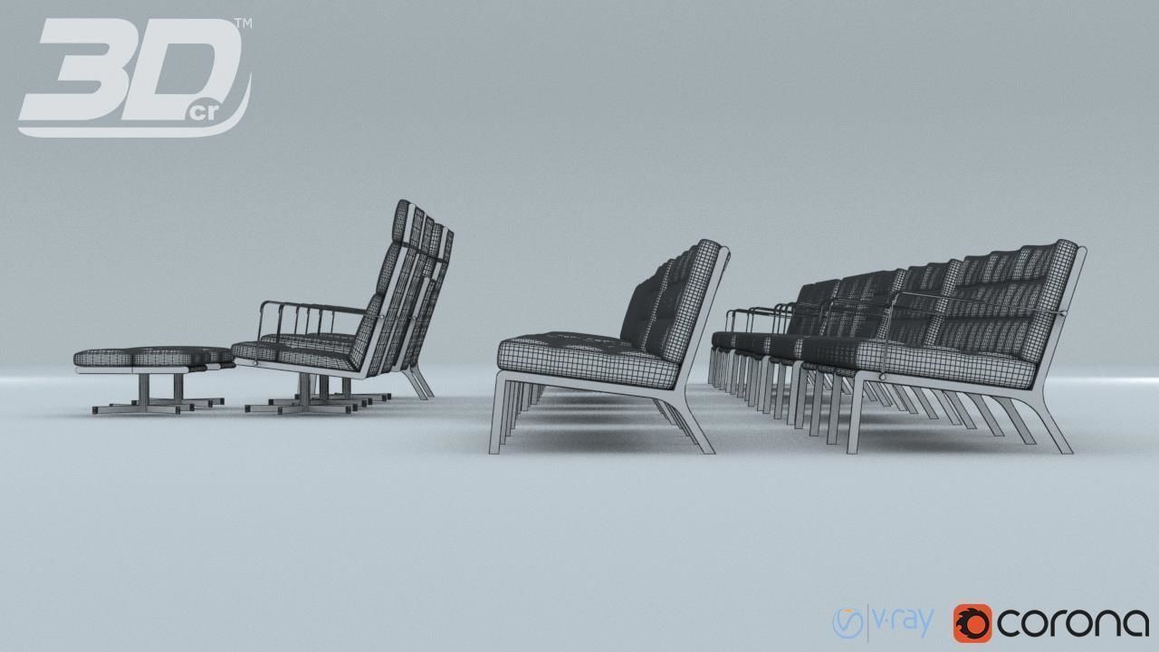 Henndar Set modern living room furniture 3D model_12