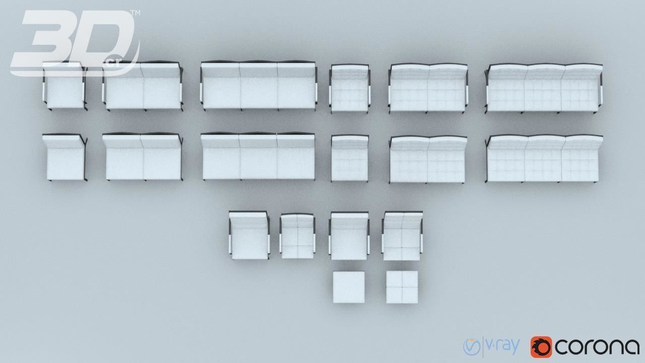 Henndar Set modern living room furniture 3D model_13