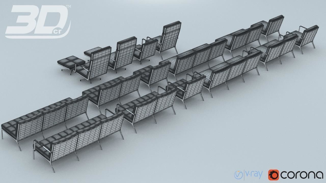 Henndar Set modern living room furniture 3D model_8
