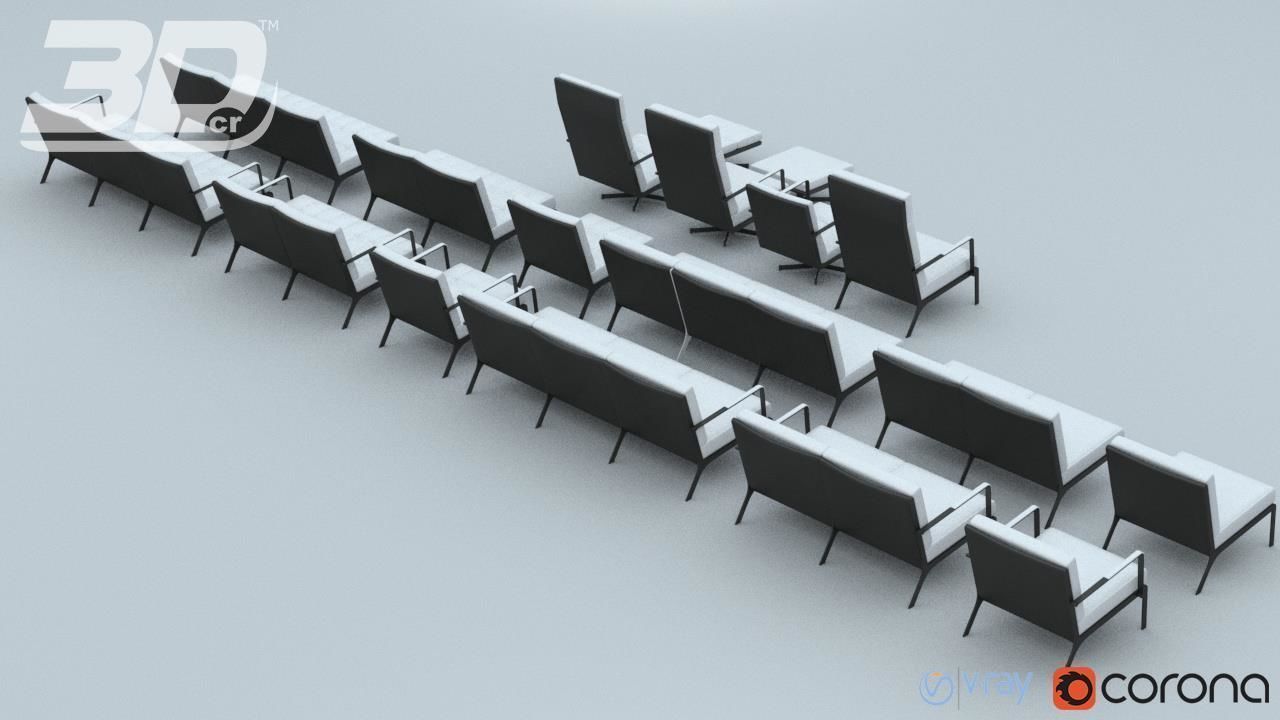 Henndar Set modern living room furniture 3D model_5