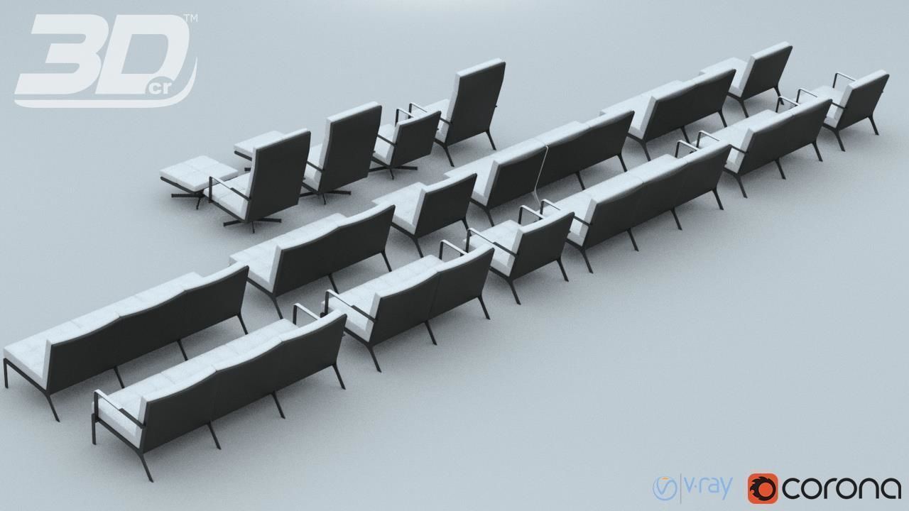 Henndar Set modern living room furniture 3D model_7