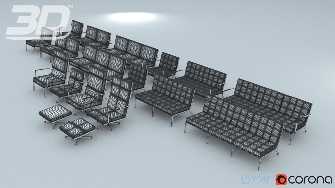 Henndar Set modern living room furniture 3D model_2