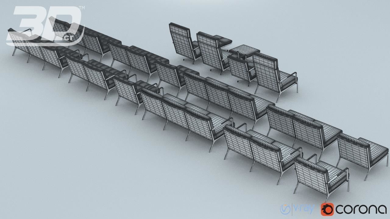 Henndar Set modern living room furniture 3D model_6