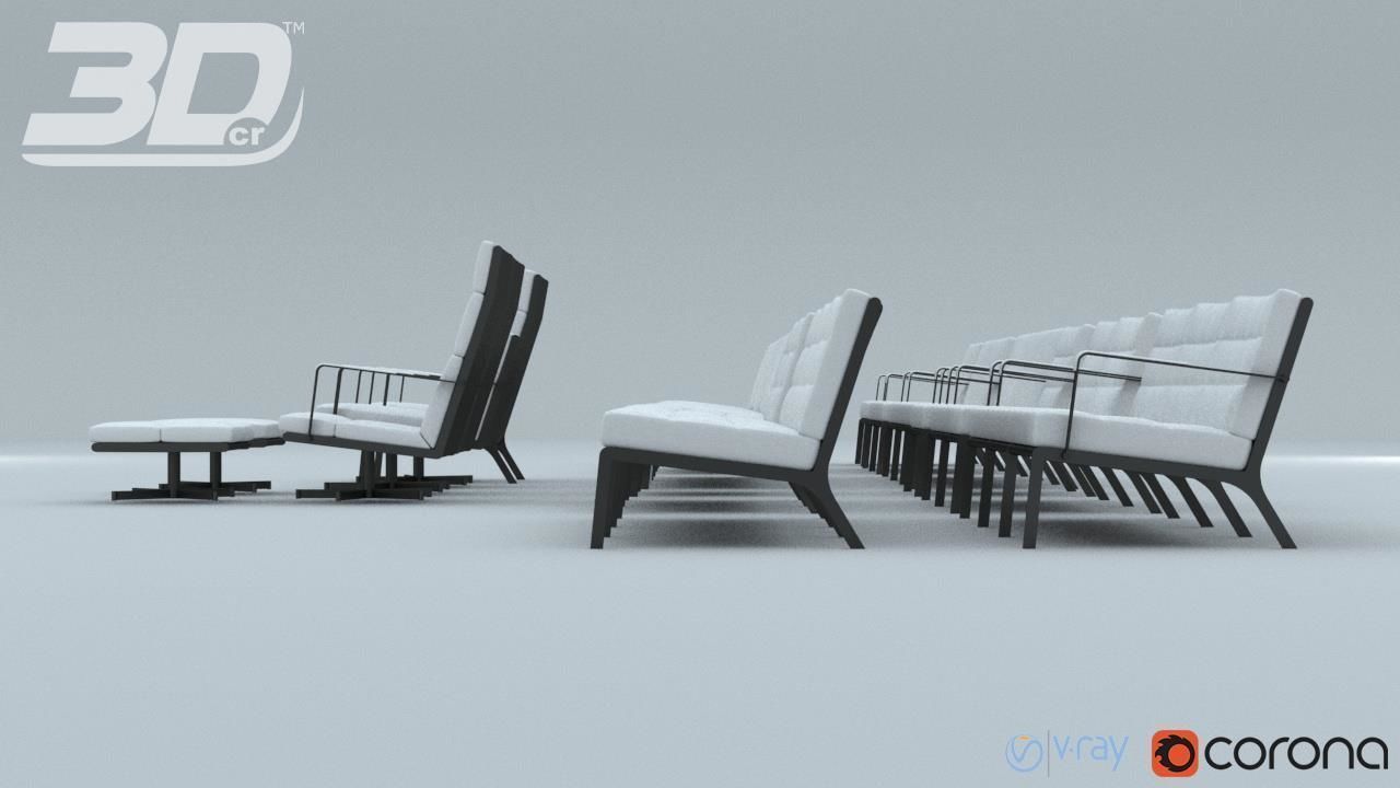 Henndar Set modern living room furniture 3D model_11
