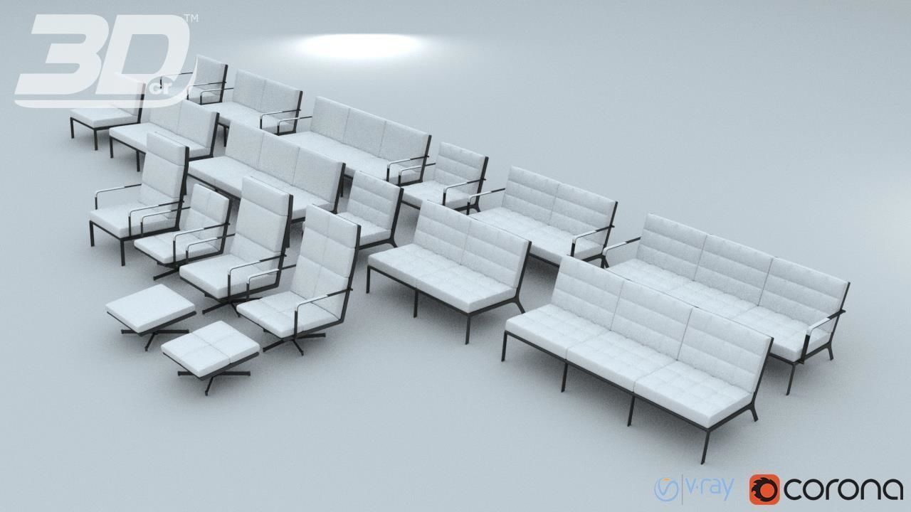 Henndar Set modern living room furniture 3D model_1