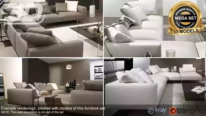 Calista Sofa Modular Set 3D model