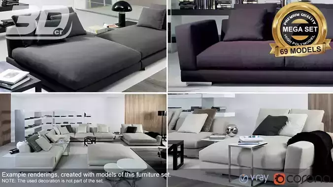 Elgiva Sofa Modular Set 3D model