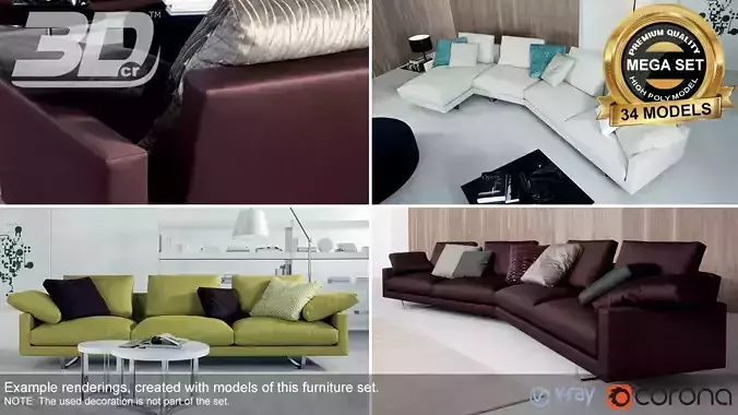 Amber Sofa Modular Set 3D model