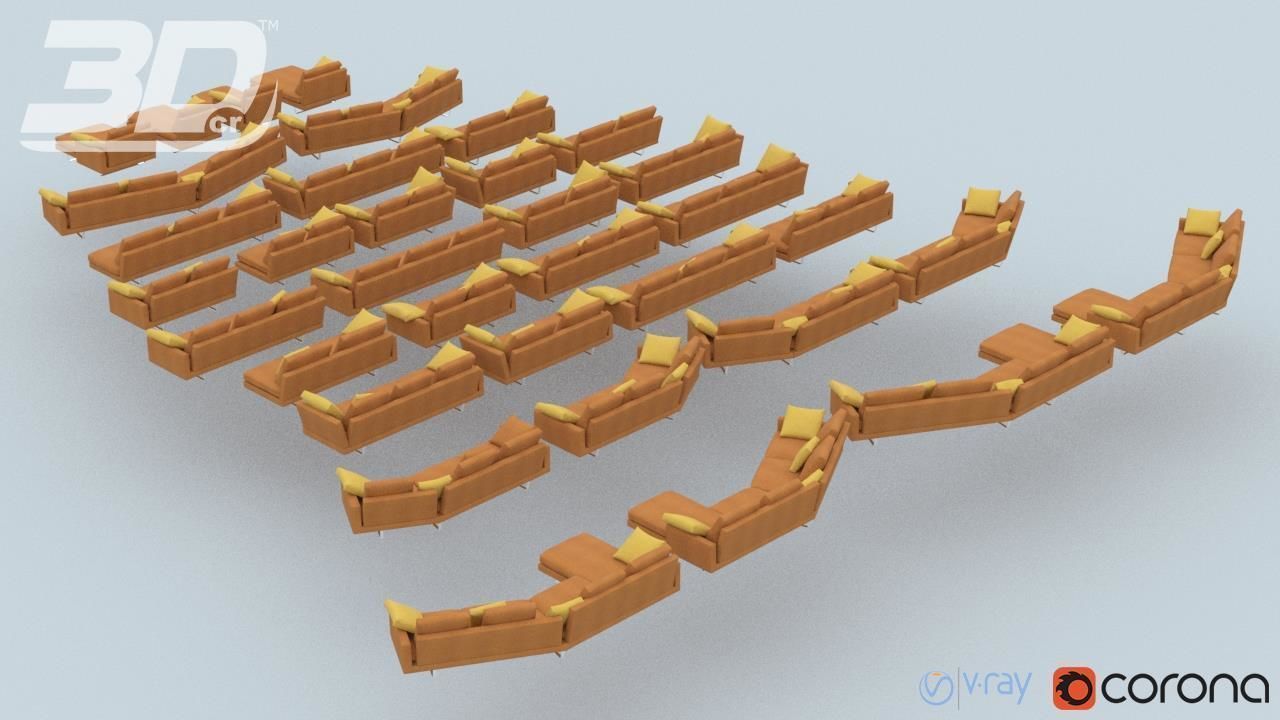 Amber Sofa Modular Set 3D model_7
