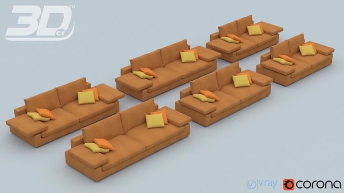 Alura Sofa Set 3D model 4