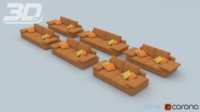 Alura Sofa Set 3D model 2