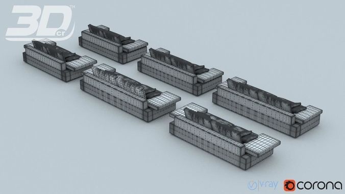 Alura Sofa Set 3D model 7
