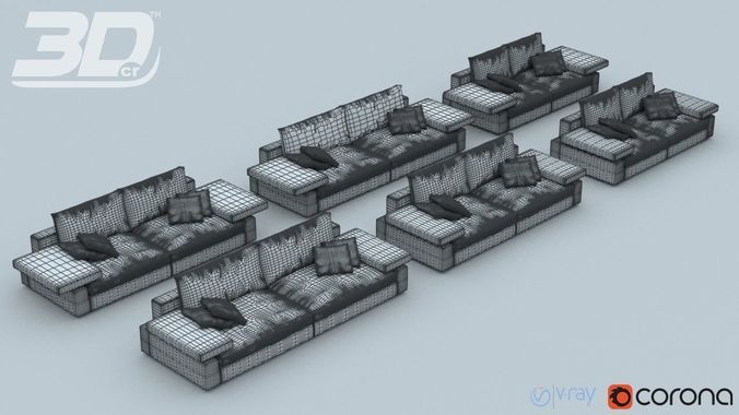 Alura Sofa Set 3D model 5