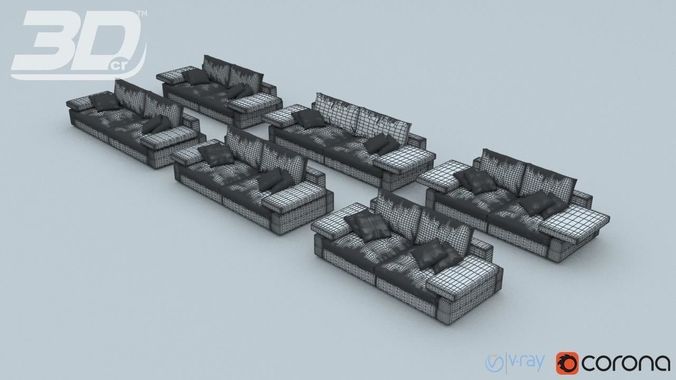 Alura Sofa Set 3D model 3