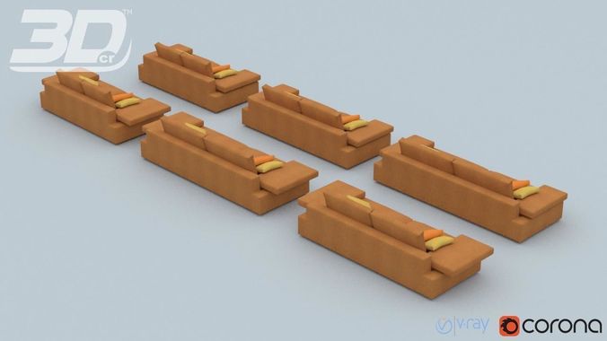 Alura Sofa Set 3D model 6