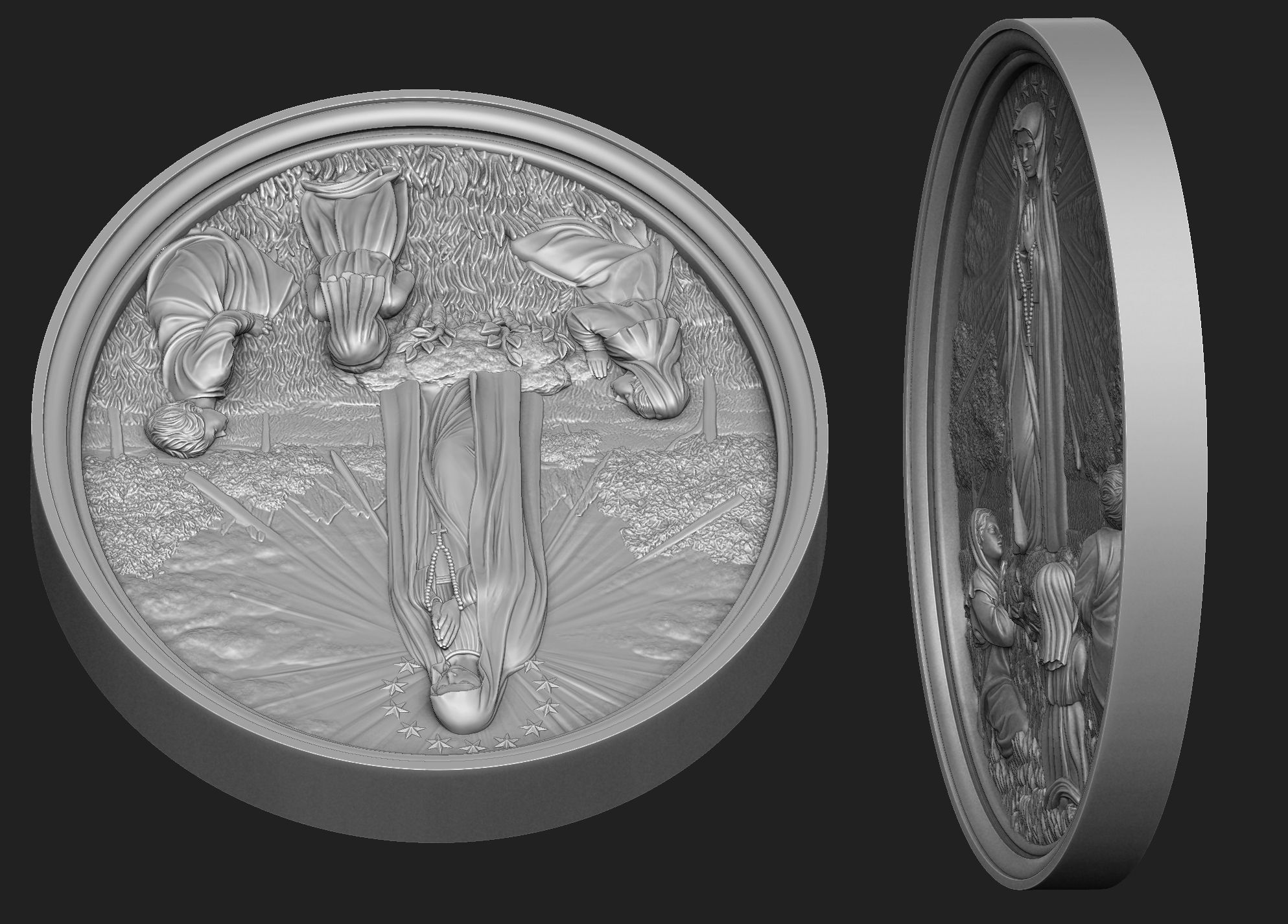 Our Lady of Fatima Medallion 3D print model_4