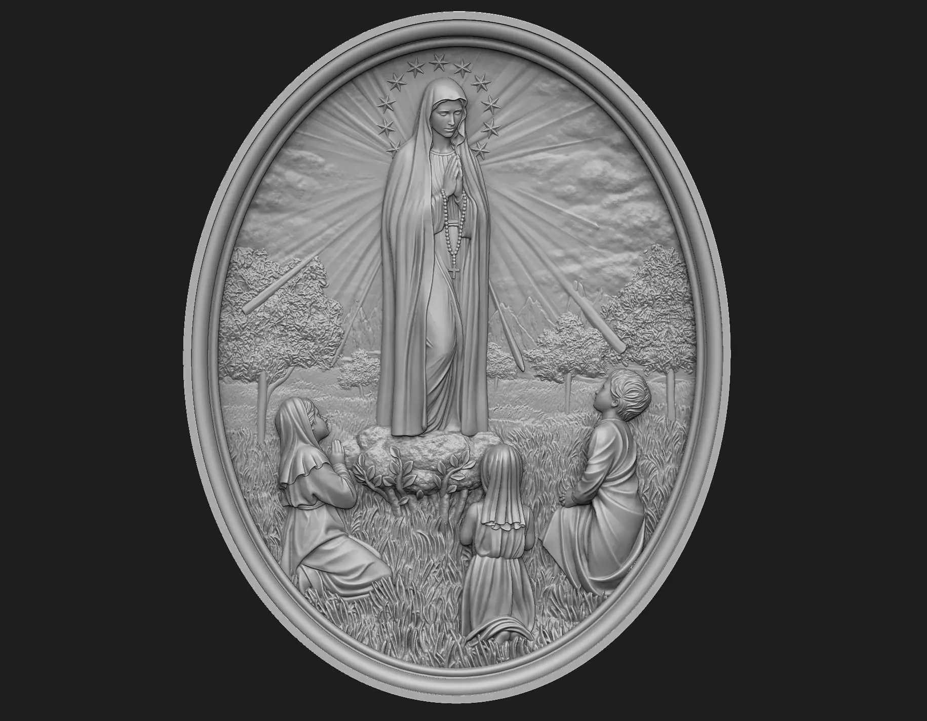 Our Lady of Fatima Medallion 3D print model_0