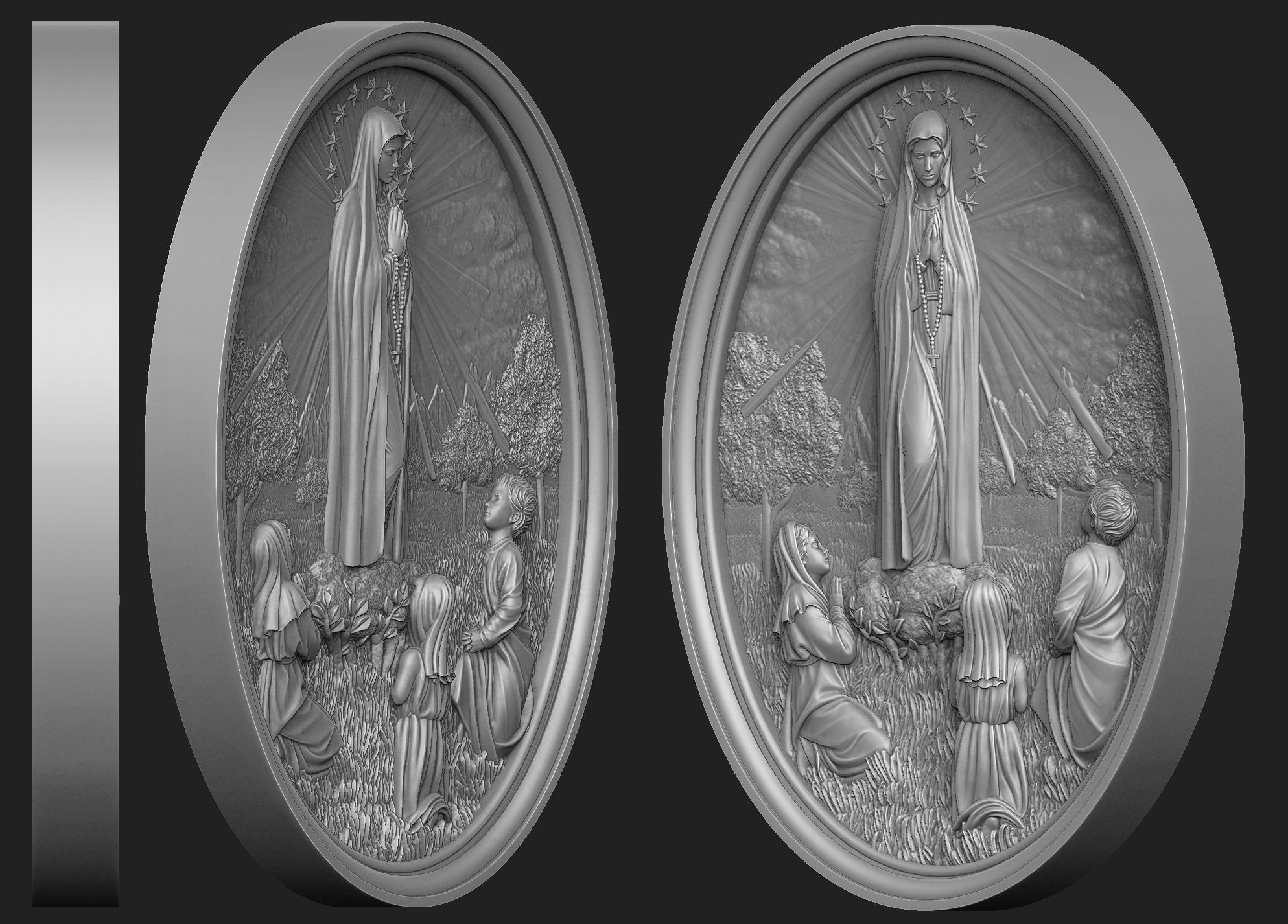 Our Lady of Fatima Medallion 3D print model_2