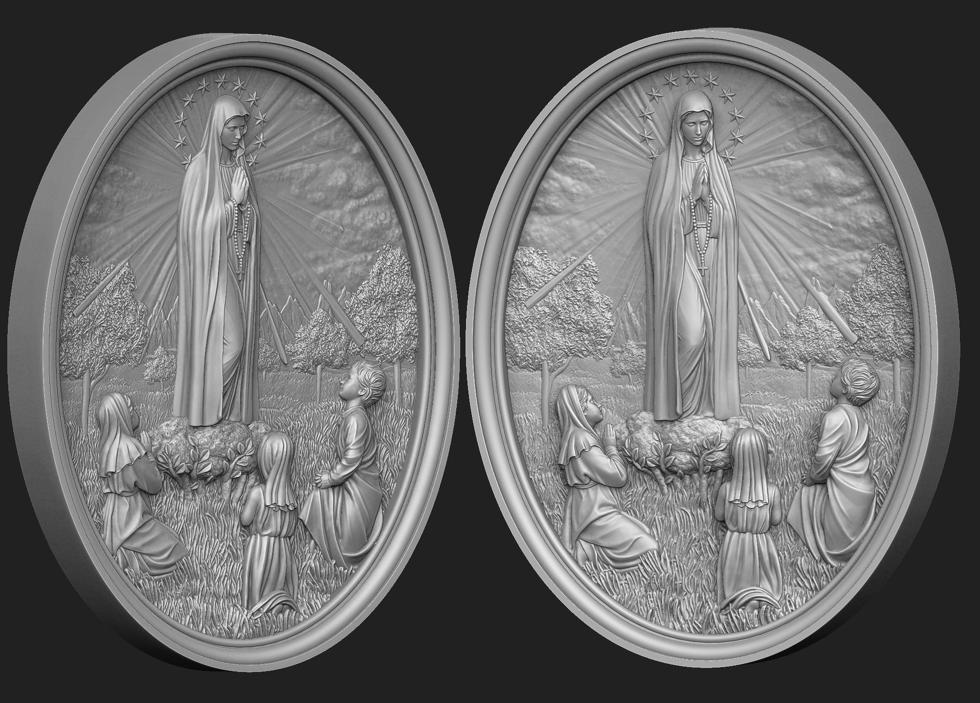 Our Lady of Fatima Medallion 3D print model_1