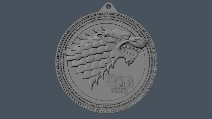 House Stark Wolf Medallion 3D print model 3D print model