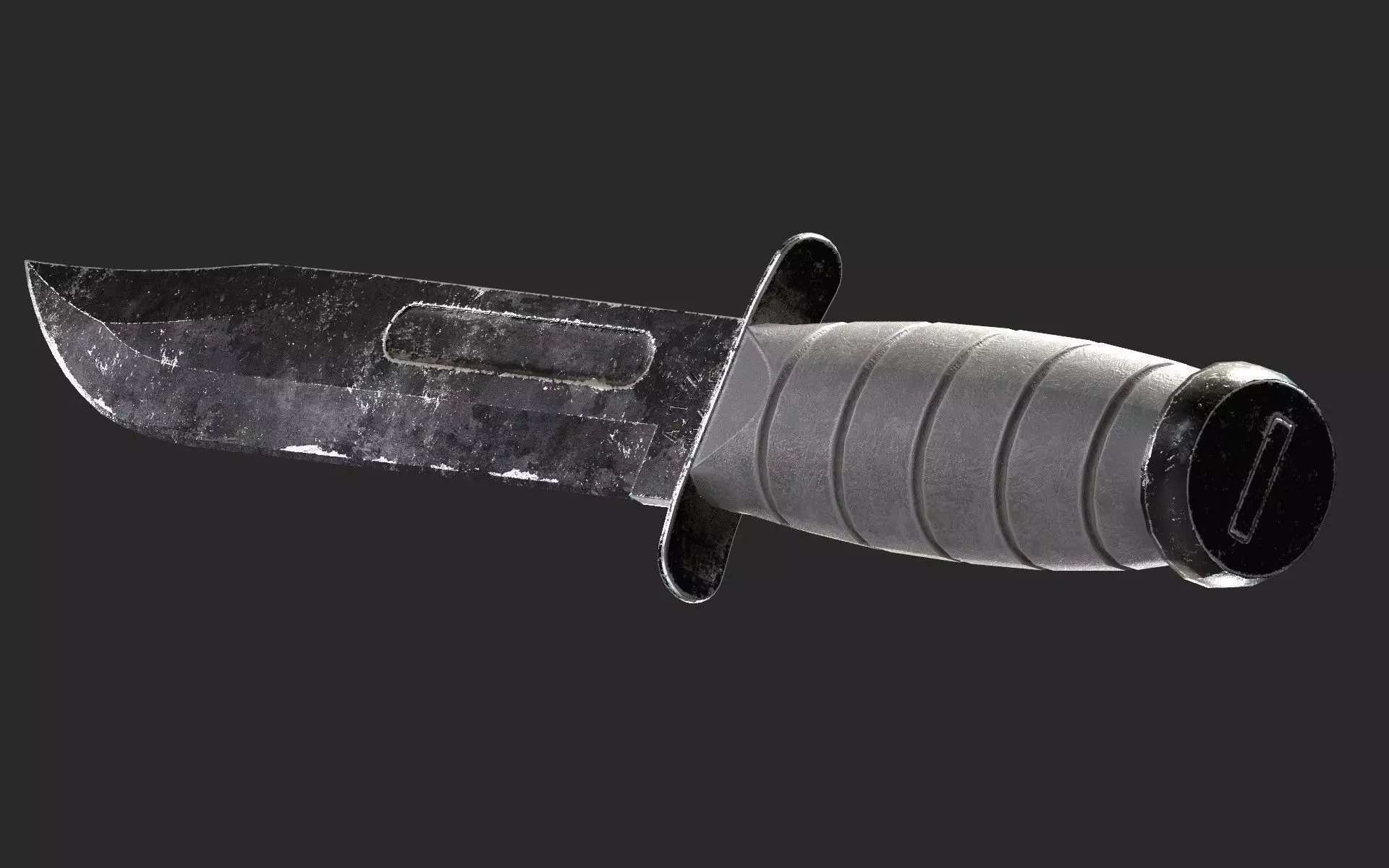 Sharp Black Knife Low-poly 3D model_0