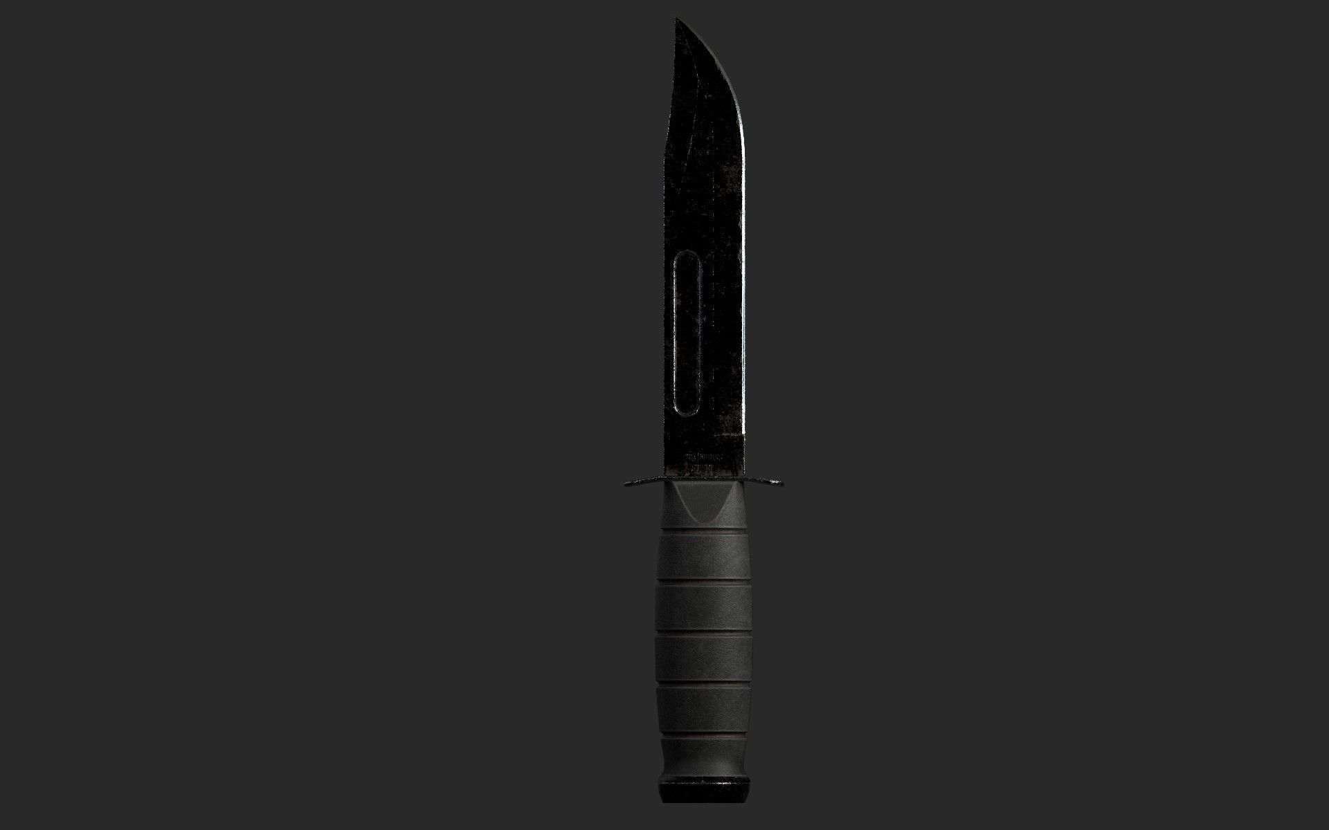 Sharp Black Knife Low-poly 3D model_8
