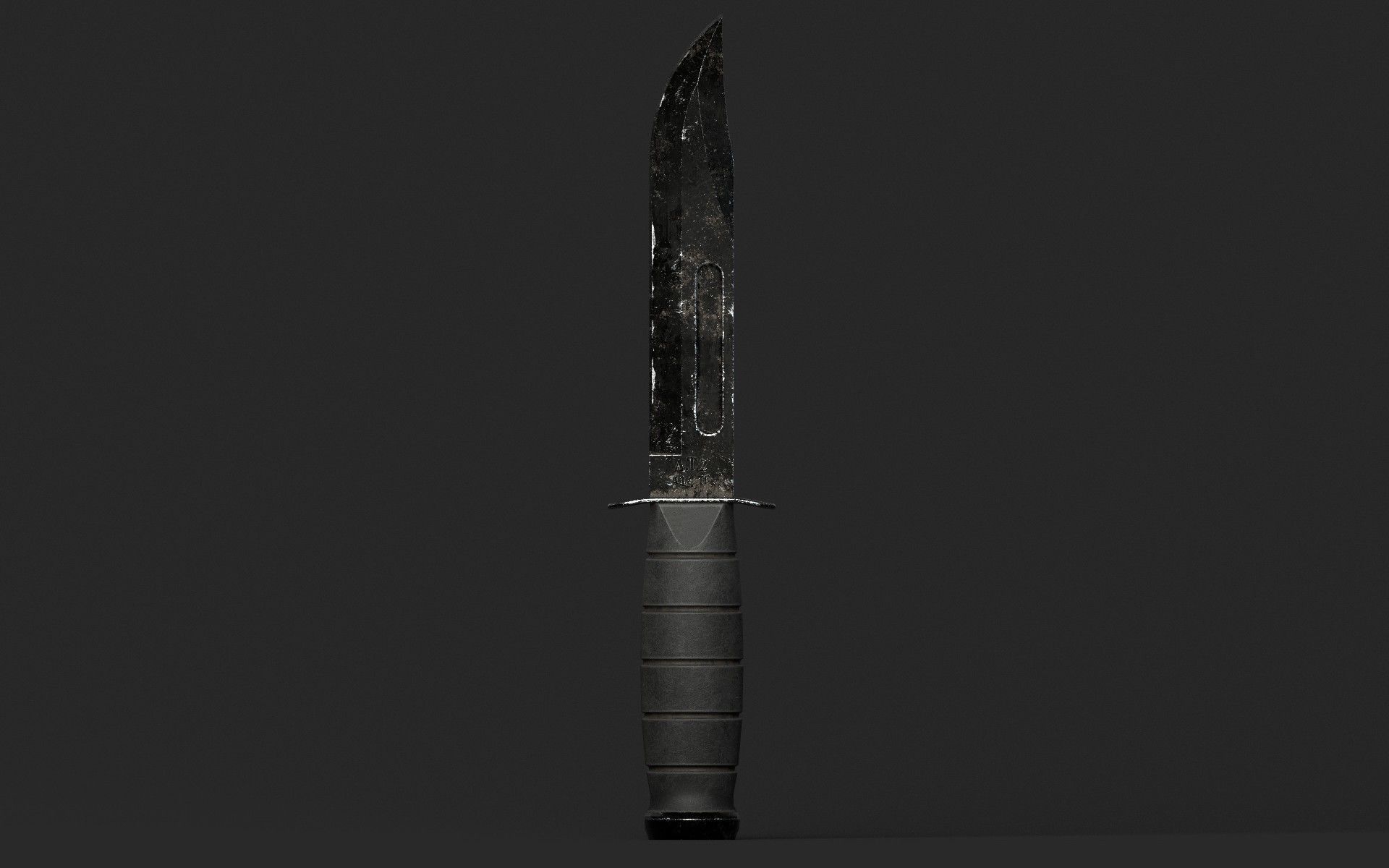 Sharp Black Knife Low-poly 3D model_2