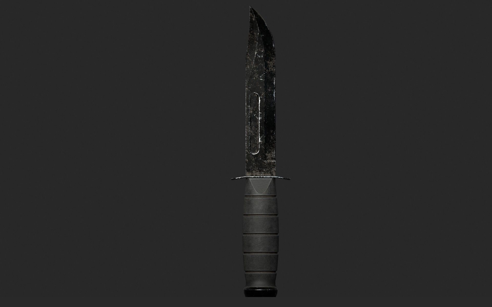 Sharp Black Knife Low-poly 3D model_1
