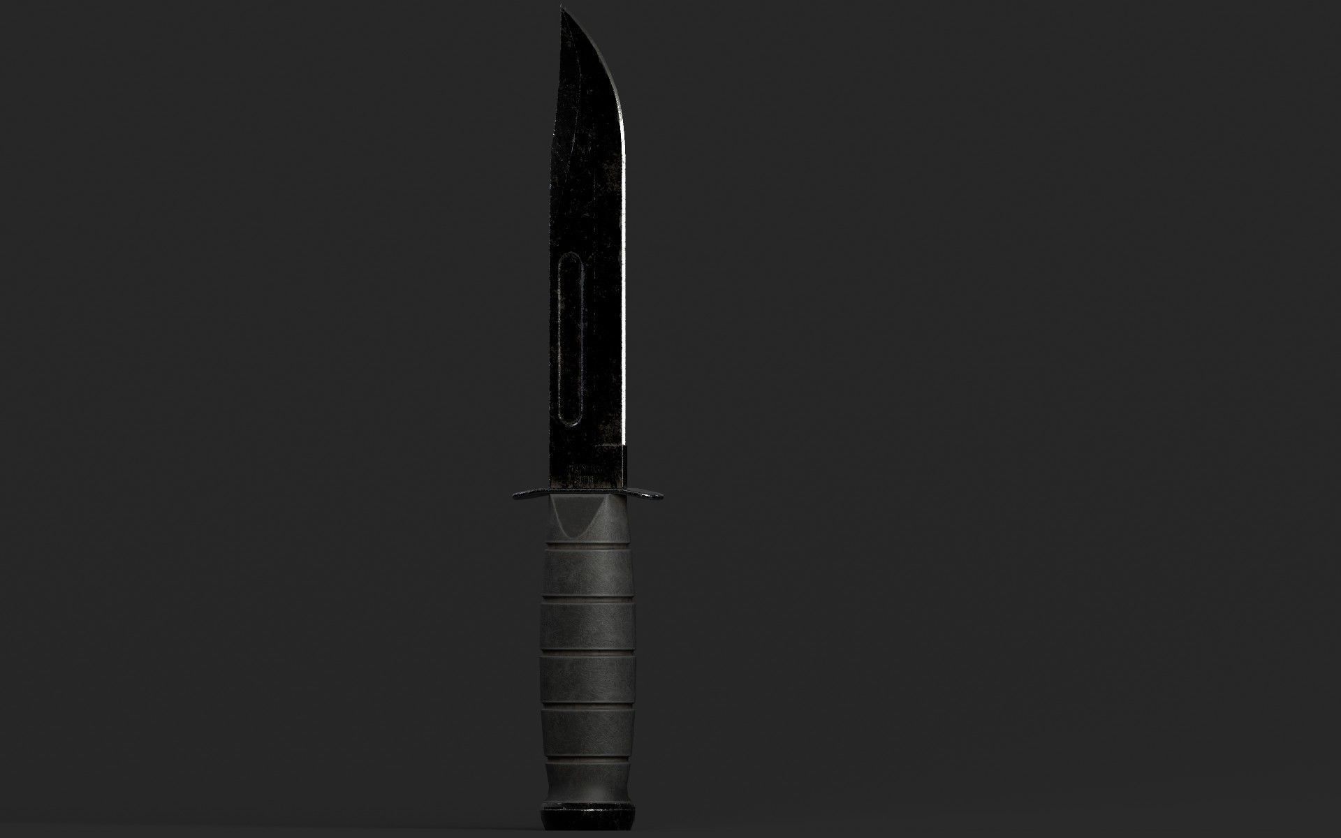 Sharp Black Knife Low-poly 3D model_6