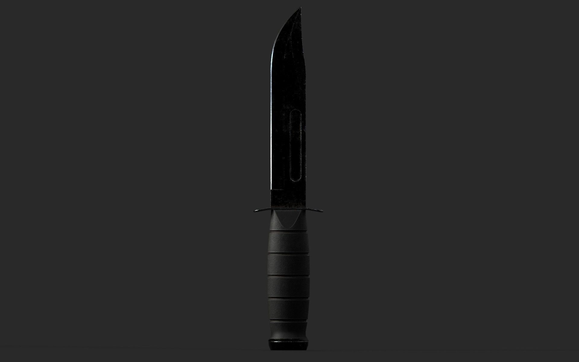 Sharp Black Knife Low-poly 3D model_5
