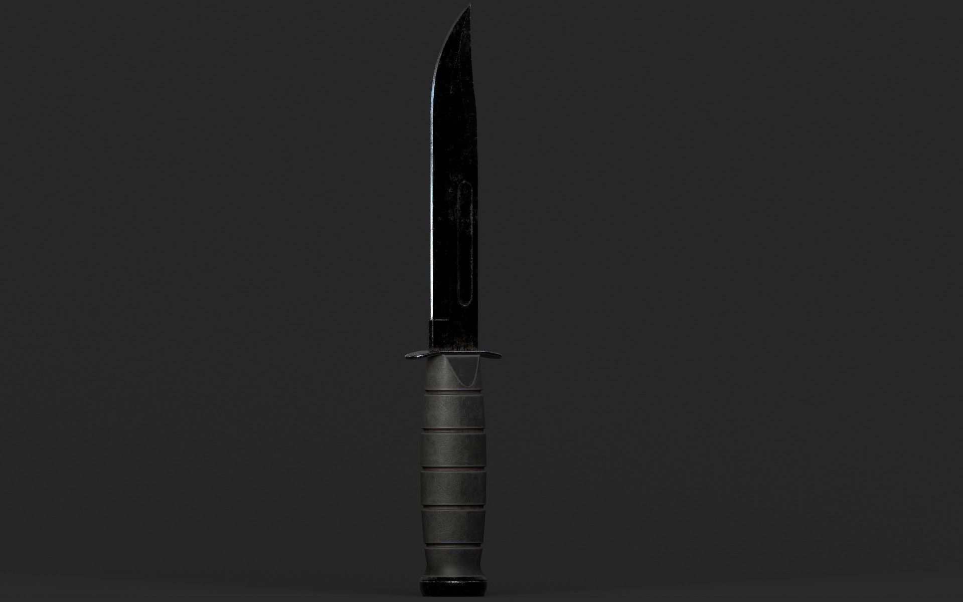Sharp Black Knife Low-poly 3D model_7