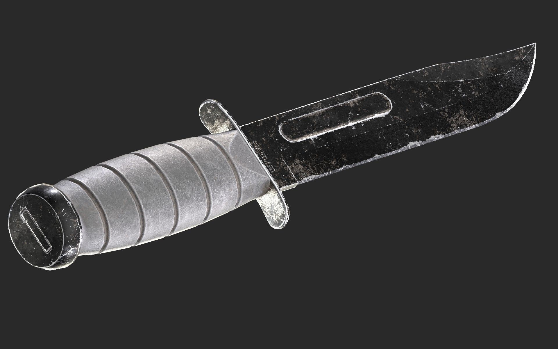 Sharp Black Knife Low-poly 3D model_18
