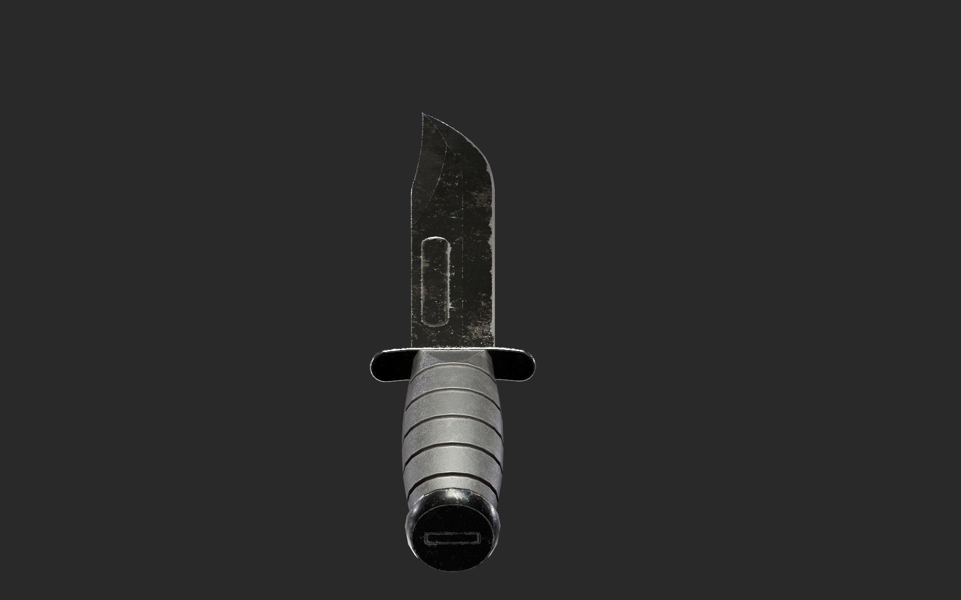 Sharp Black Knife Low-poly 3D model_4