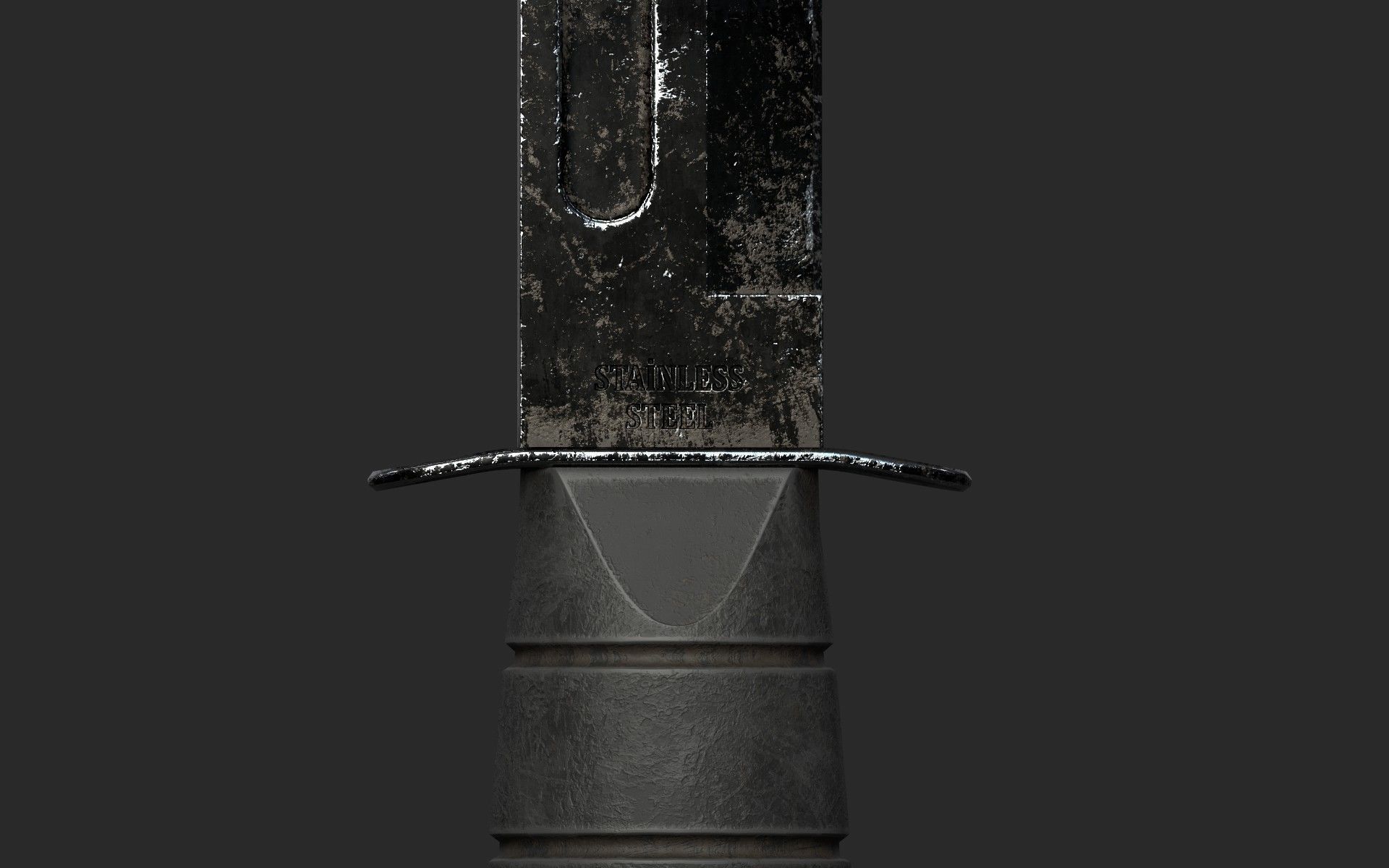 Sharp Black Knife Low-poly 3D model_12