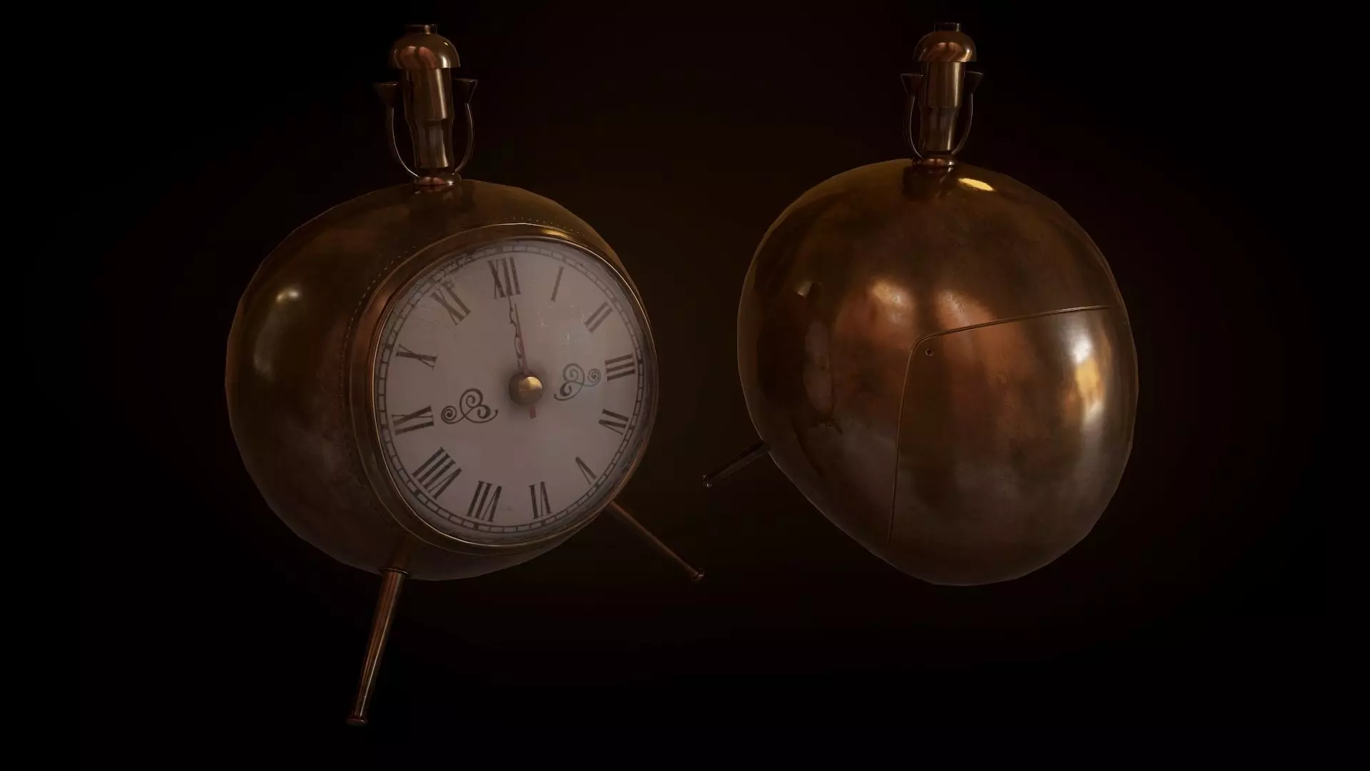 Nautical Roman Clock Vintage PBR Free low-poly 3D model