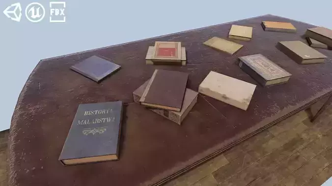 Books Set three old Low-poly 3D model
