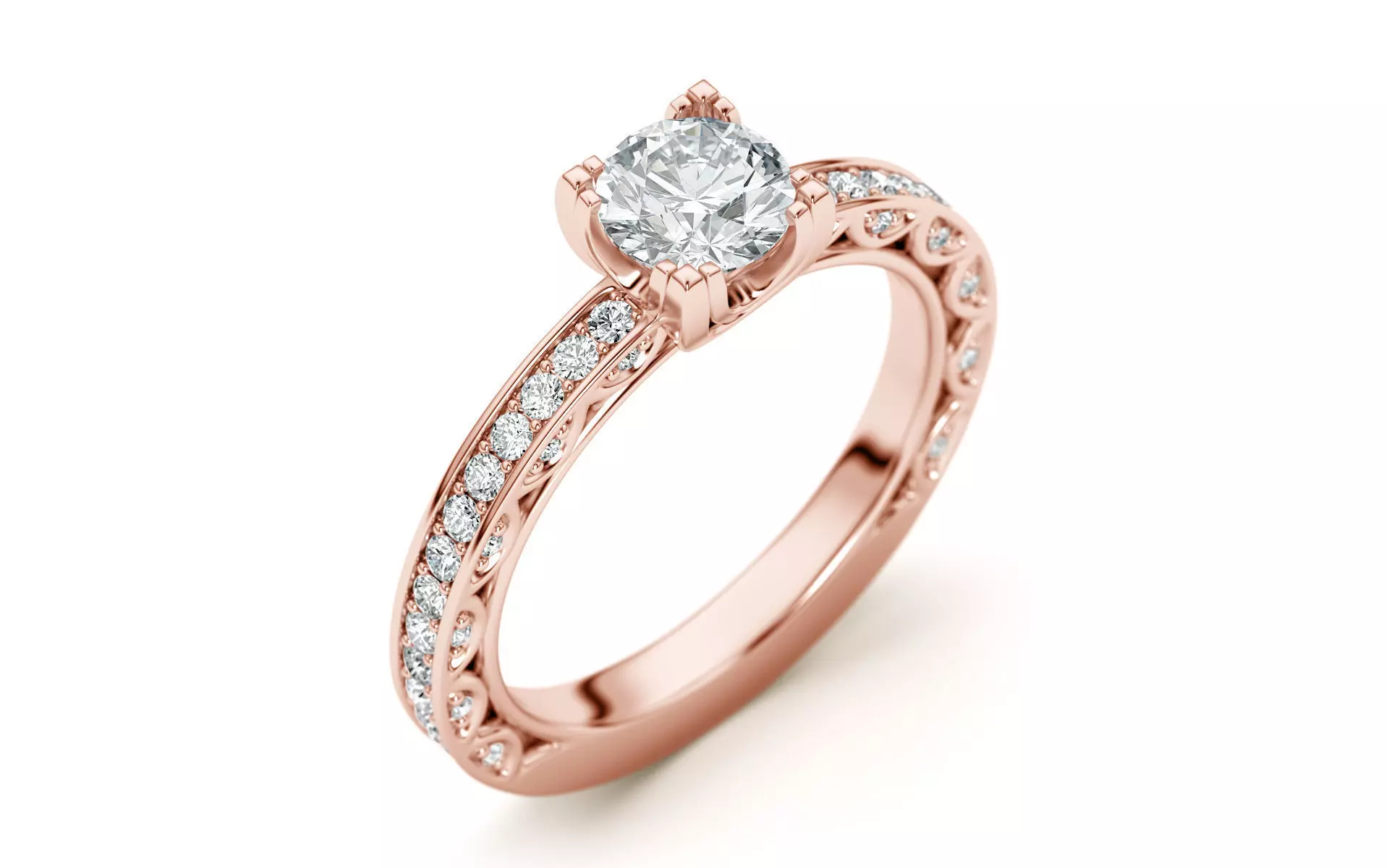 Engagement diamond ring 3D print model_0