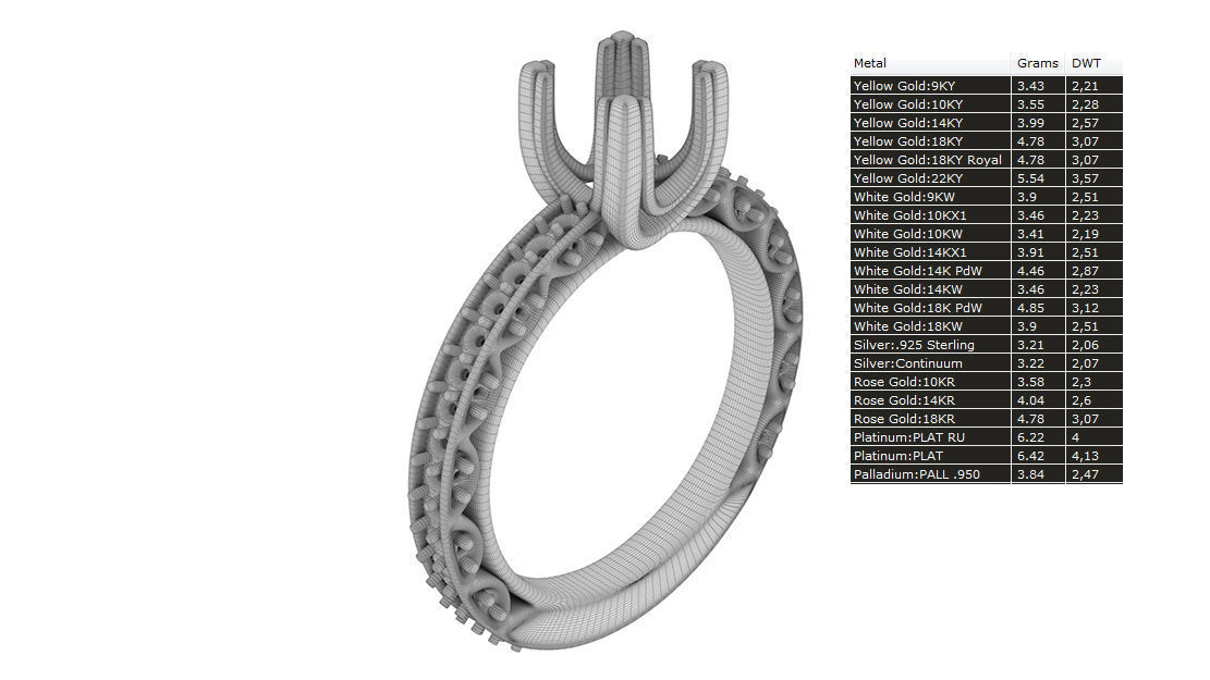 Engagement diamond ring 3D print model_8