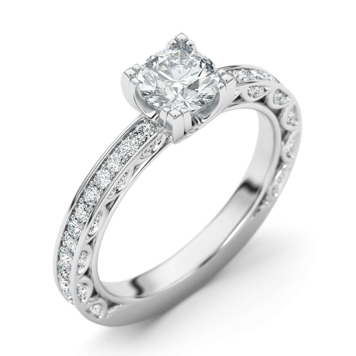Engagement diamond ring 3D print model_2