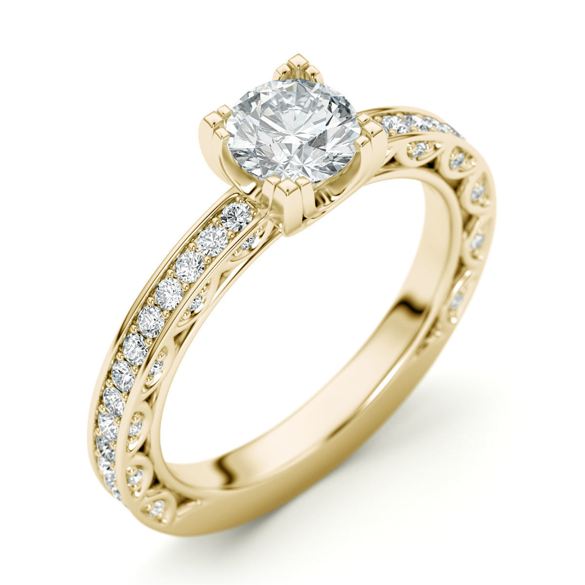 Engagement diamond ring 3D print model_3