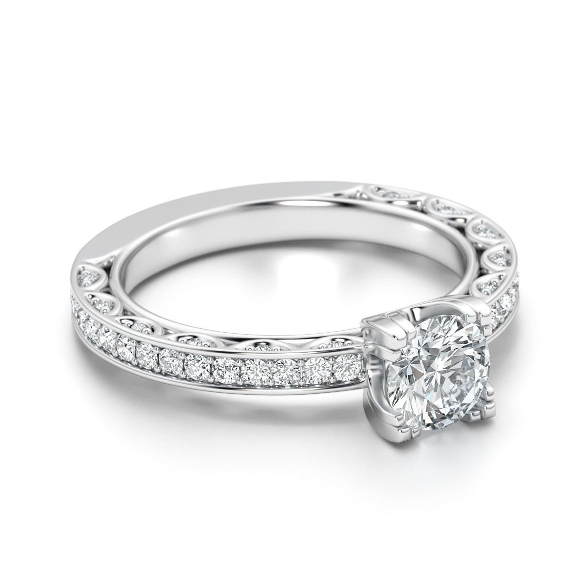 Engagement diamond ring 3D print model_1